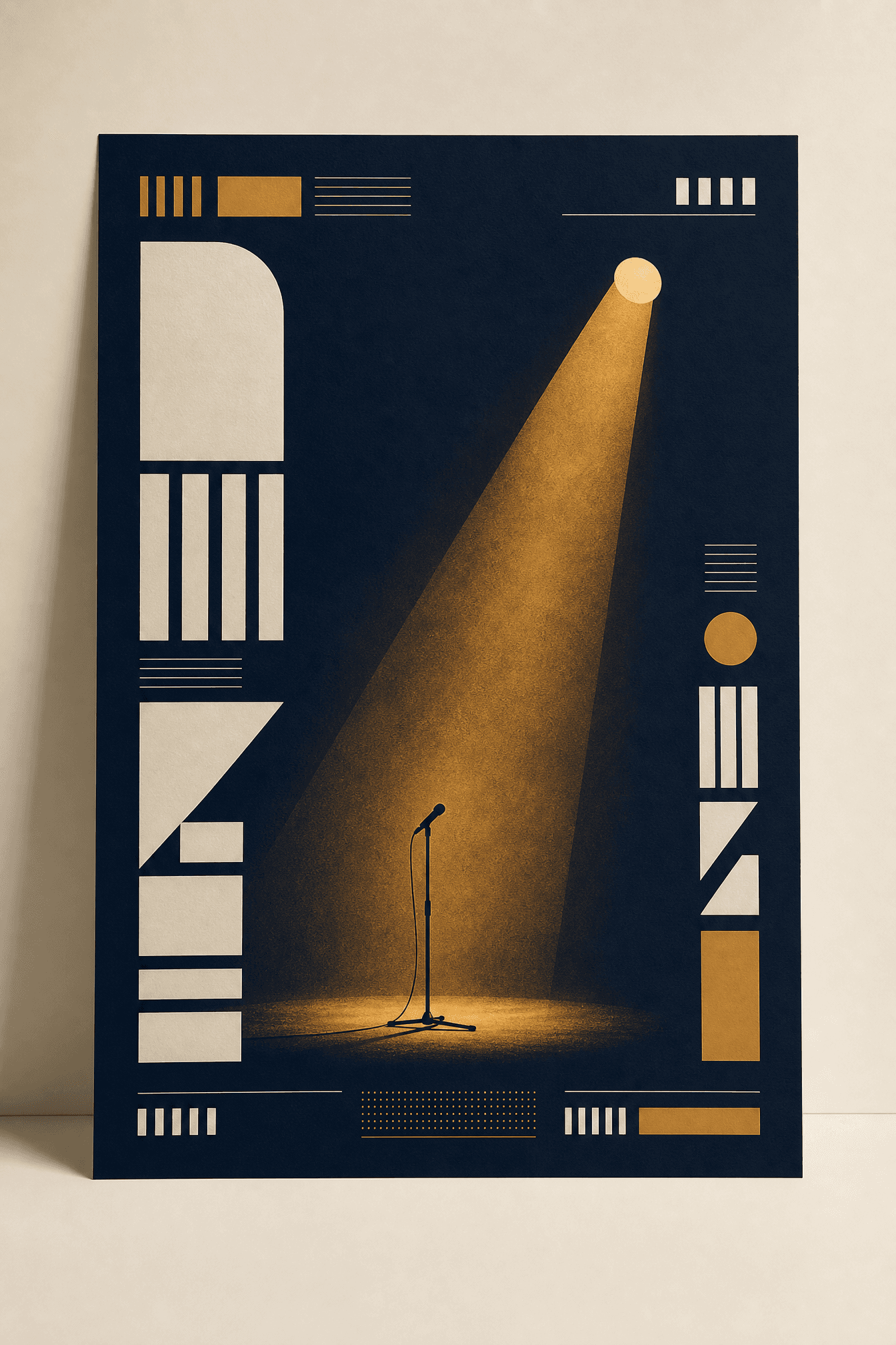 Gig promo poster mockup with amber spotlight